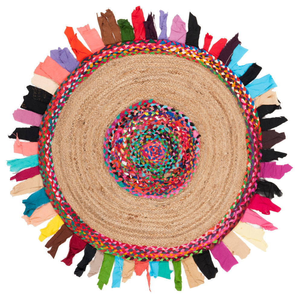 Safavieh Cape Cod Collection CAP701 Rug, Multi/Natural, 3' Round
