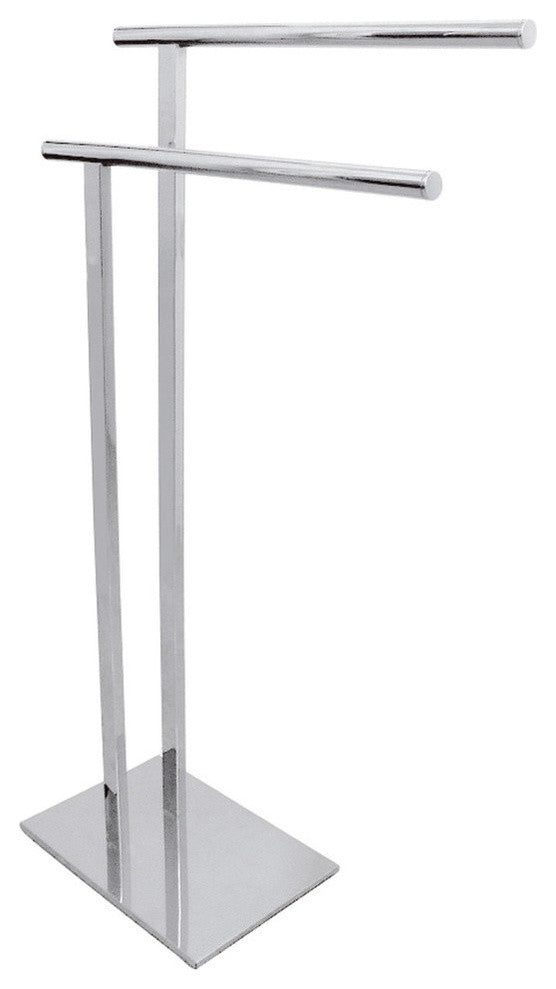 Kingston Brass Double L Shape Pedestal Towel Holder, Polished Chrome