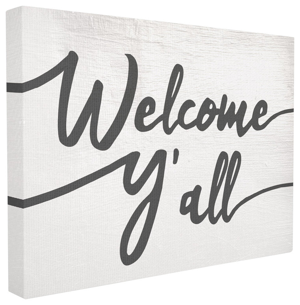 Southern Welcome Y'all Script Typography XXL Stretched Canvas Wall Art, 30"x40"