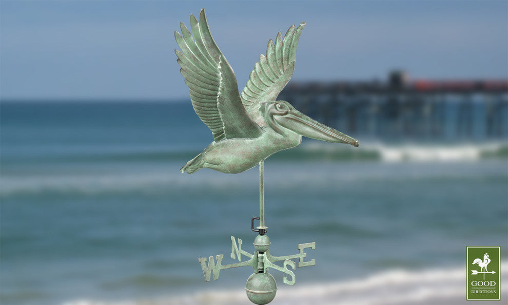 Pelican Weathervane, Blue Verde Copper