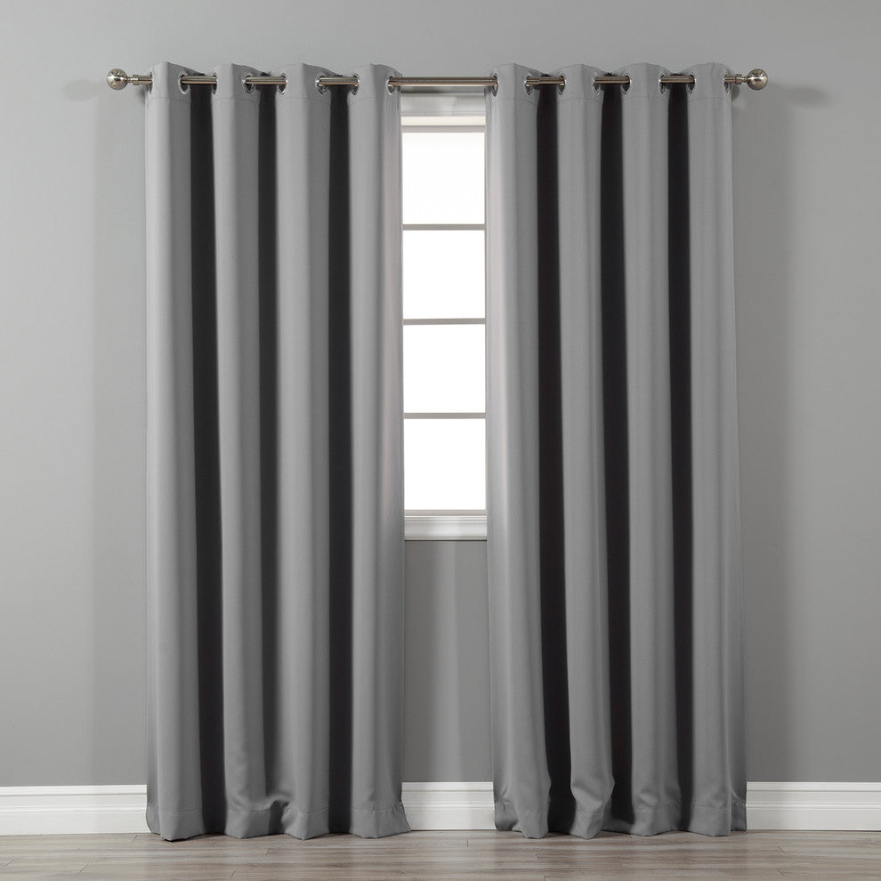 Silver Grommet Top Solid Thermal Insulated Blackout Curtain, Gray, 84"