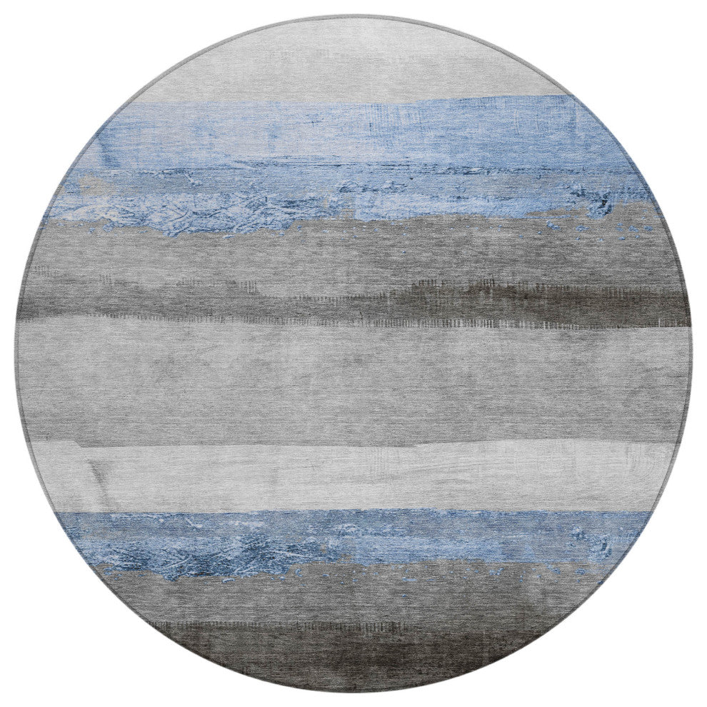 Machine Washable Indoor/Outdoor Chantille ACN1883 Sky 8' x 8' Round Rug