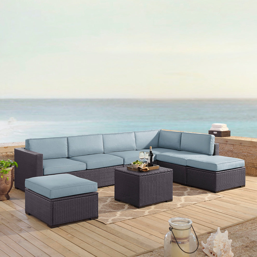Biscayne 6-Piece Outdoor Wicker Seating Set, Mist