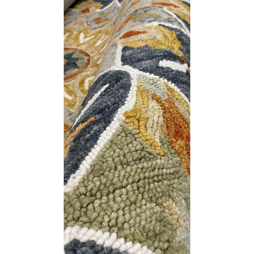 5" Round Charcoal Floral Medallion Area Rug