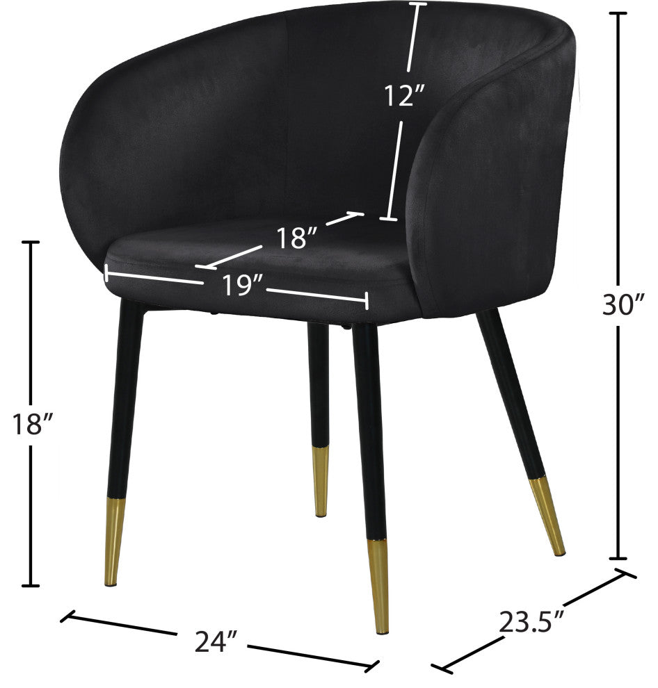Louise Velvet Dining Chair, Black