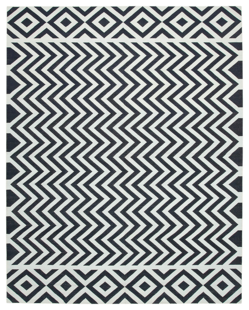 Rug N Carpet - Handmade Wool 9' 5'' x 12' 0'' Geometric Dhurrie Kilim Rug