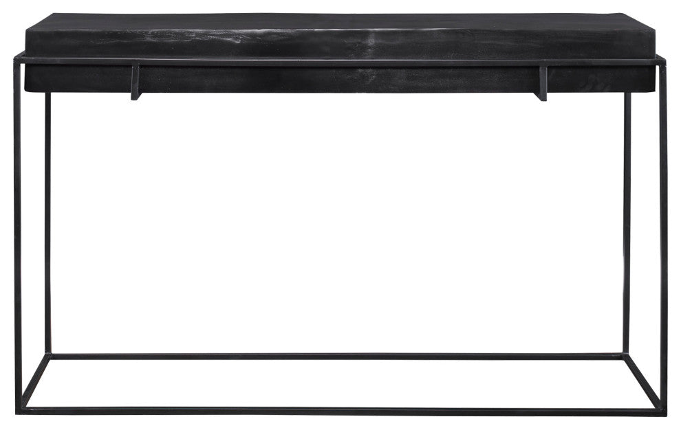 Uttermost 25110 Telone 15"W Aluminum Top Iron Console Table - Oxidized Black