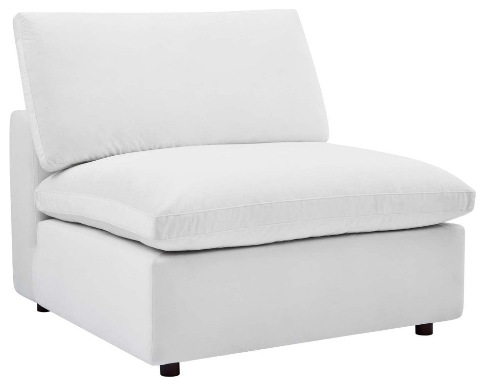 Commix Down Filled Overstuffed Performance Velvet 5-Piece Sectional Sofa White