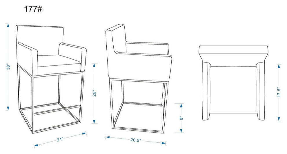 Manhattan Comfort Ambassador Counter Stool, Set of 3