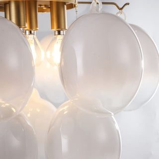 Globo - 4-Light Semi-Flush Mount - Milky White Glass/Brass