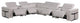 Giovanni 8-Piece 4-Power Reclining Italian Leather Sectional, Light Gray