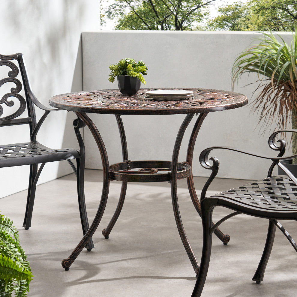 Athena Outdoor Round Cast Aluminum Dining Table