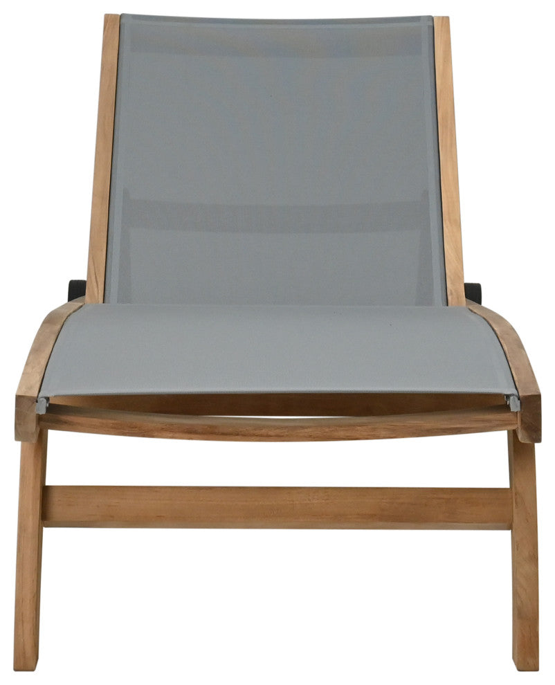 Teak Wood Bahama Pool Lounger With Batyline Mesh, Grey