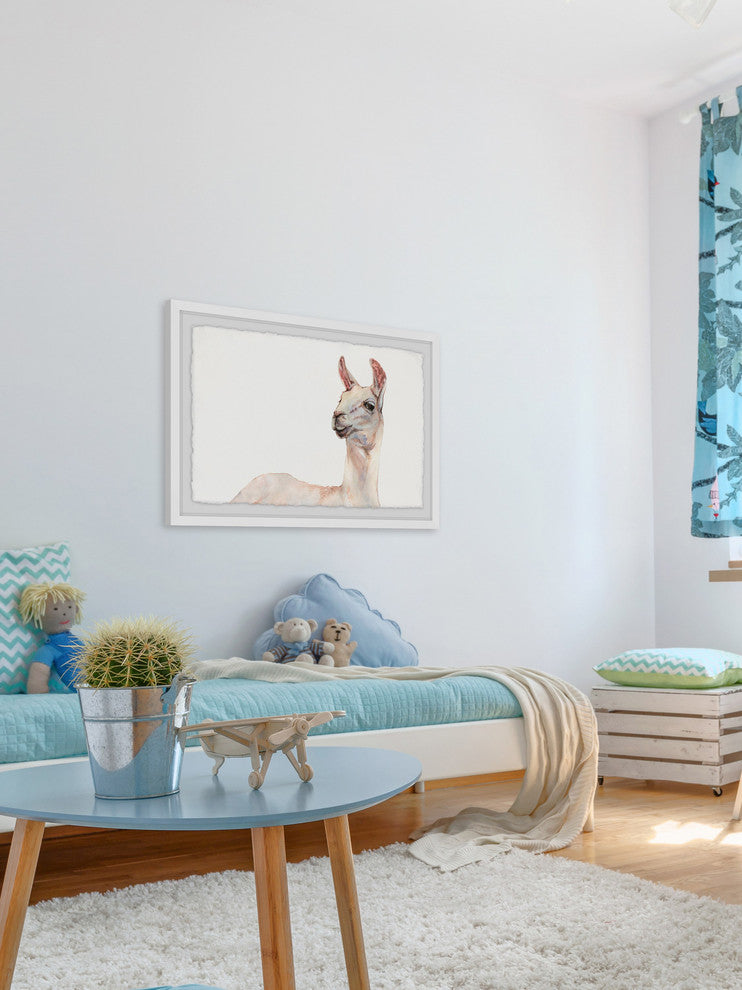 "Hey There Llama" Framed Painting Print, 30"x20"