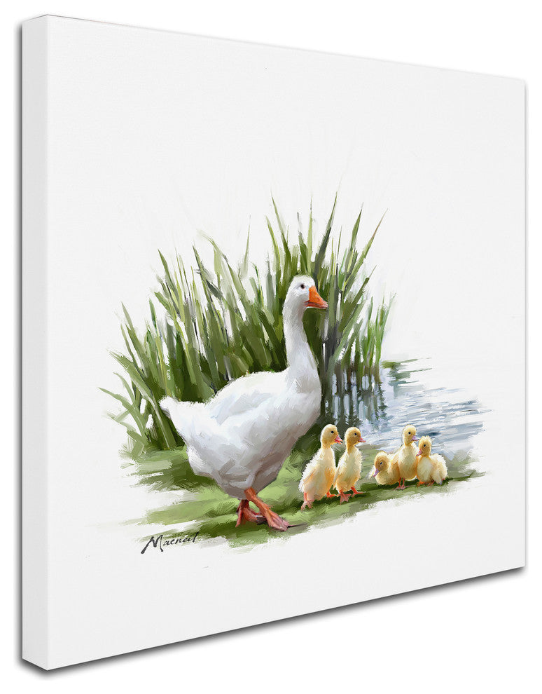 The Macneil Studio 'Goose With Young' Canvas Art, 18"x18"