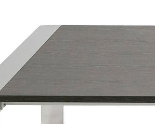 Modrest Fauna Modern Elm Grey and Stainless Steel Chrome Dining Table