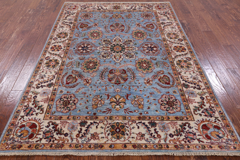 5' 6" X 8' 0" Persian Tabriz Hand Knotted Wool Rug Q7554