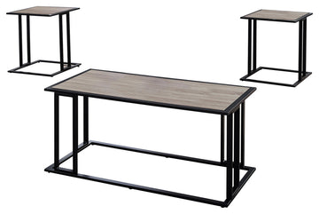 Dark Taupe Black Metal Table Set 3Pcs Set