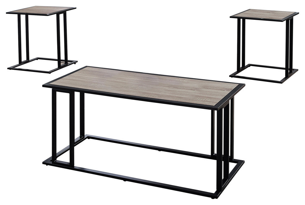 Dark Taupe Black Metal Table Set 3Pcs Set