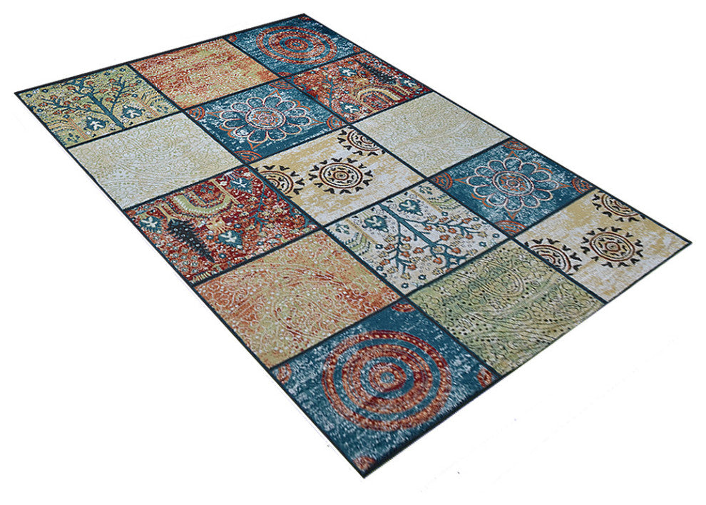 MACHINE MADE HEATSET POLYPROPYLENE AREA RUGS -Multicolor,Contemporary Design, [Rectangle] 6'7''x9'