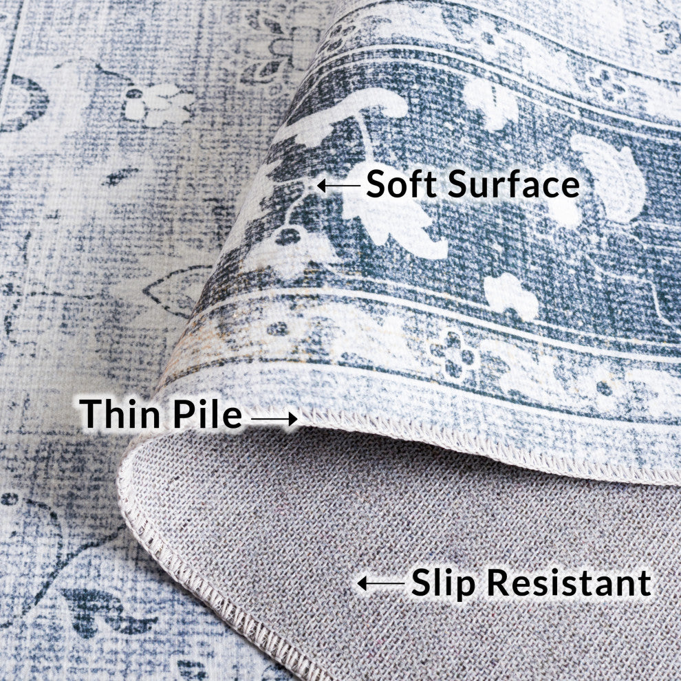 Safavieh Arizona Machine-Washable Collection ARZ118 Rug, Light Grey/Grey Green, 4'x6'