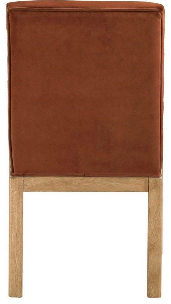 Evelyn Upholstered Dining Chair, Cognac, Velvet, Natural Finish