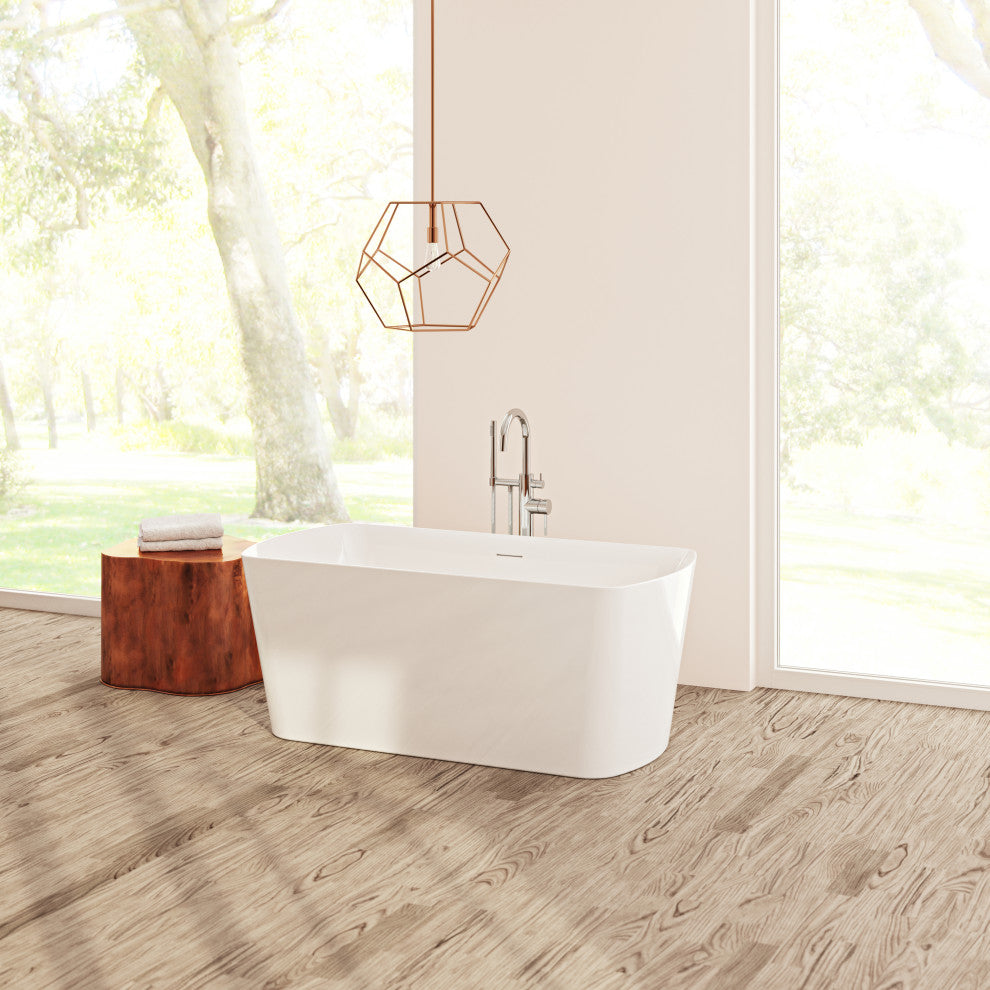 Perlato Bilbao Freestanding Soaking Tub, White, 59"