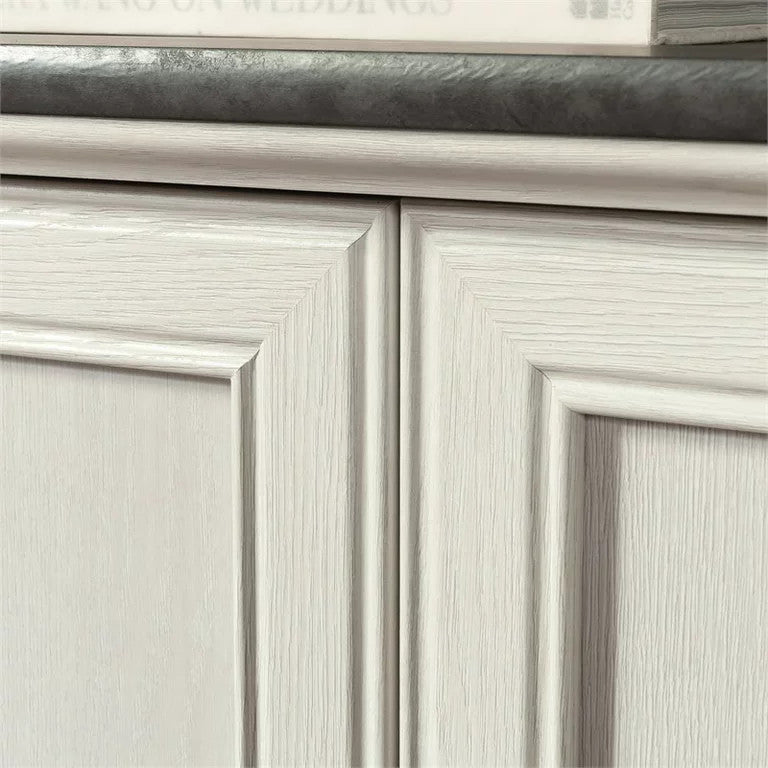 Tall Bookcase, Crown Molded Top With 3 Open Shelves & Lower Cabinet, Glacier Oak