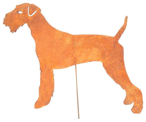 Airedale Terrier Garden Art, Black, Plant Stake