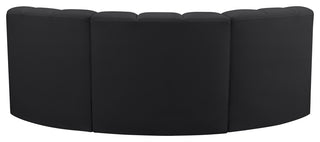 Arc Vegan Leather Upholstered 3-Pc. Inward Curved Modular Sectional, Black