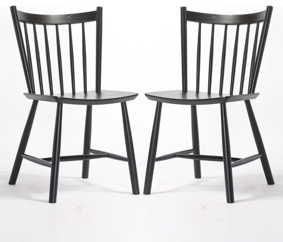 Elite Living Vincent, Set of 2, Solid Wood Dining Chairs, Black