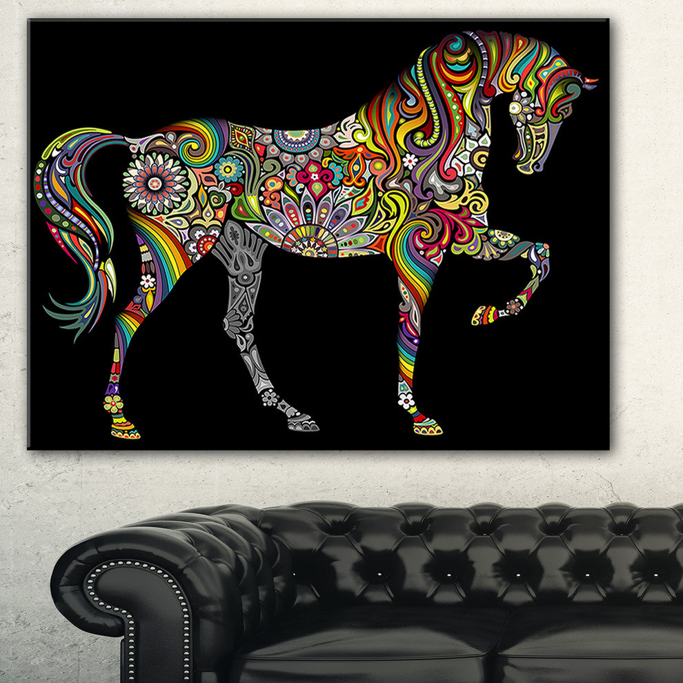 "Horse and Rainbow" Animal Digital Canvas Print, 40"x20"