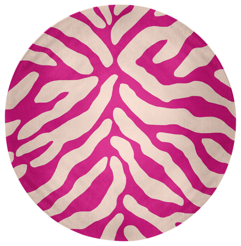 Animal Stripe Spring Chenille Rug, Orchid, 5' Round