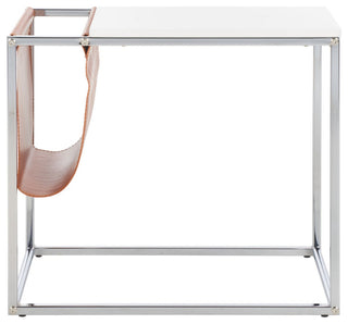Safavieh Eugenia Side Table, White/Chrome