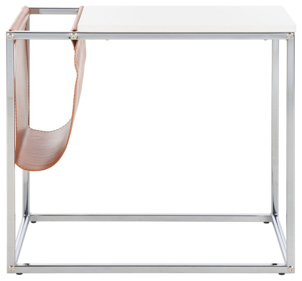 Safavieh Eugenia Side Table, White/Chrome