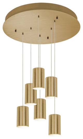 Tyke 6 Light Round Pendant, Medium Base 120V, Satin Brass