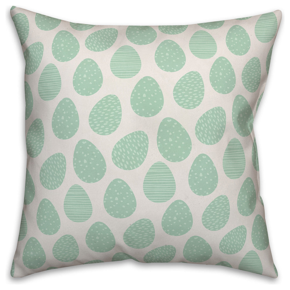 Green Easter Egg Pattern 18x18 Throw Pillow Cover