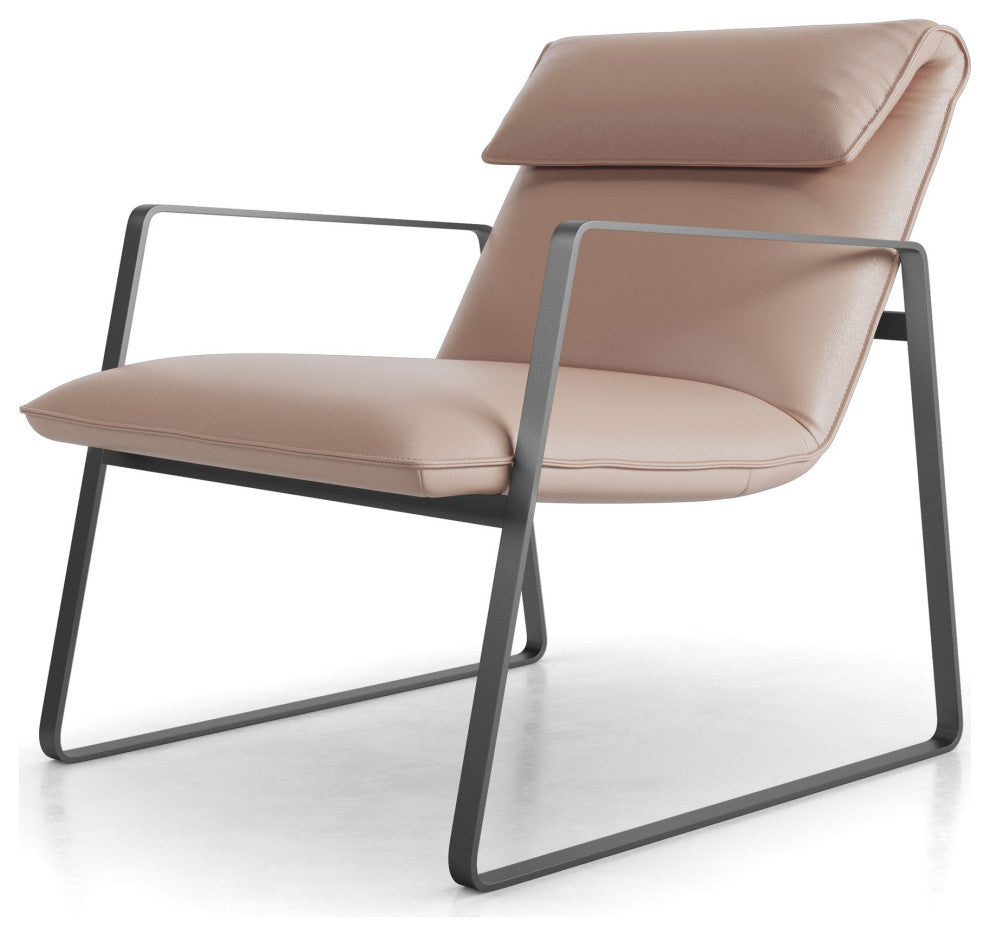 Evans Accent Chair, Leather, Macadamia Leather