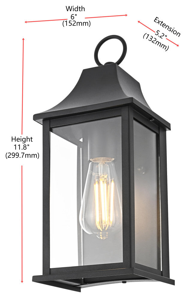 Home Living 6" Outdoor Wall Sconce, Black