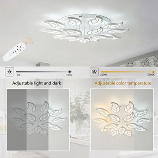 Modern White Multi-Light Leaf Shape Semi Flush Mount LED Ceiling Light