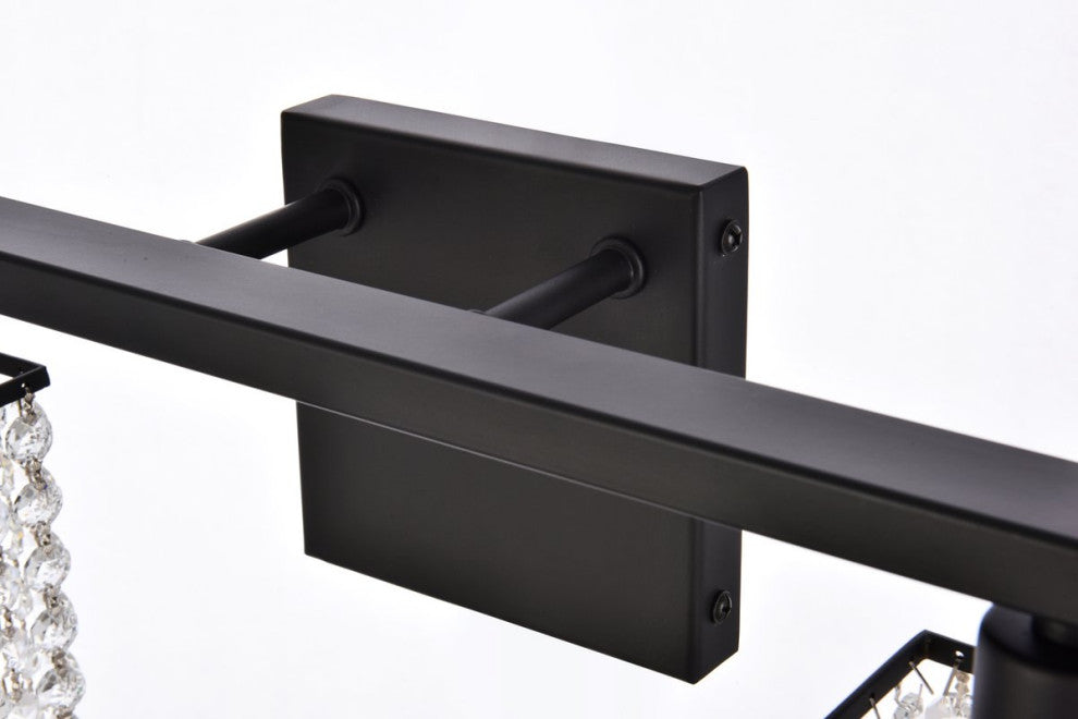 Phillip 2-Light Bath Sconce, Black With Clear Crystals