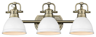 Duncan 3-Light Bath Vanity, Aged Brass With Matte White Shades