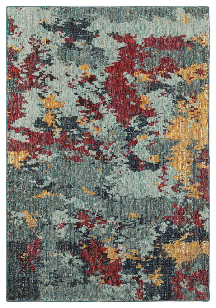 Elements Marbled Dream Blue/Red Area Rug, 7'10"x10'10"