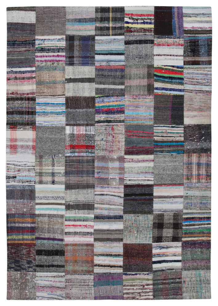 Rug N Carpet - Handmade Oriental 6' 11'' x 9' 9'' Vintage Patchwork Kilim Rug
