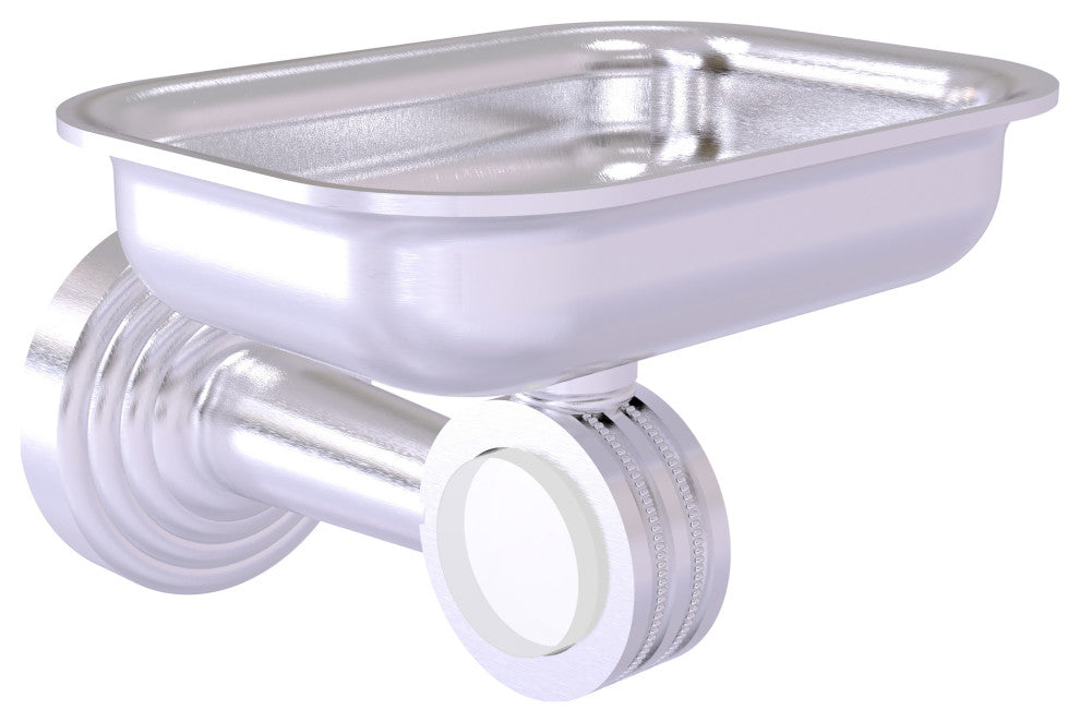 Pacific Beach Wall-Mount Soap Dish Holder with Dotted Accents, Satin Chrome