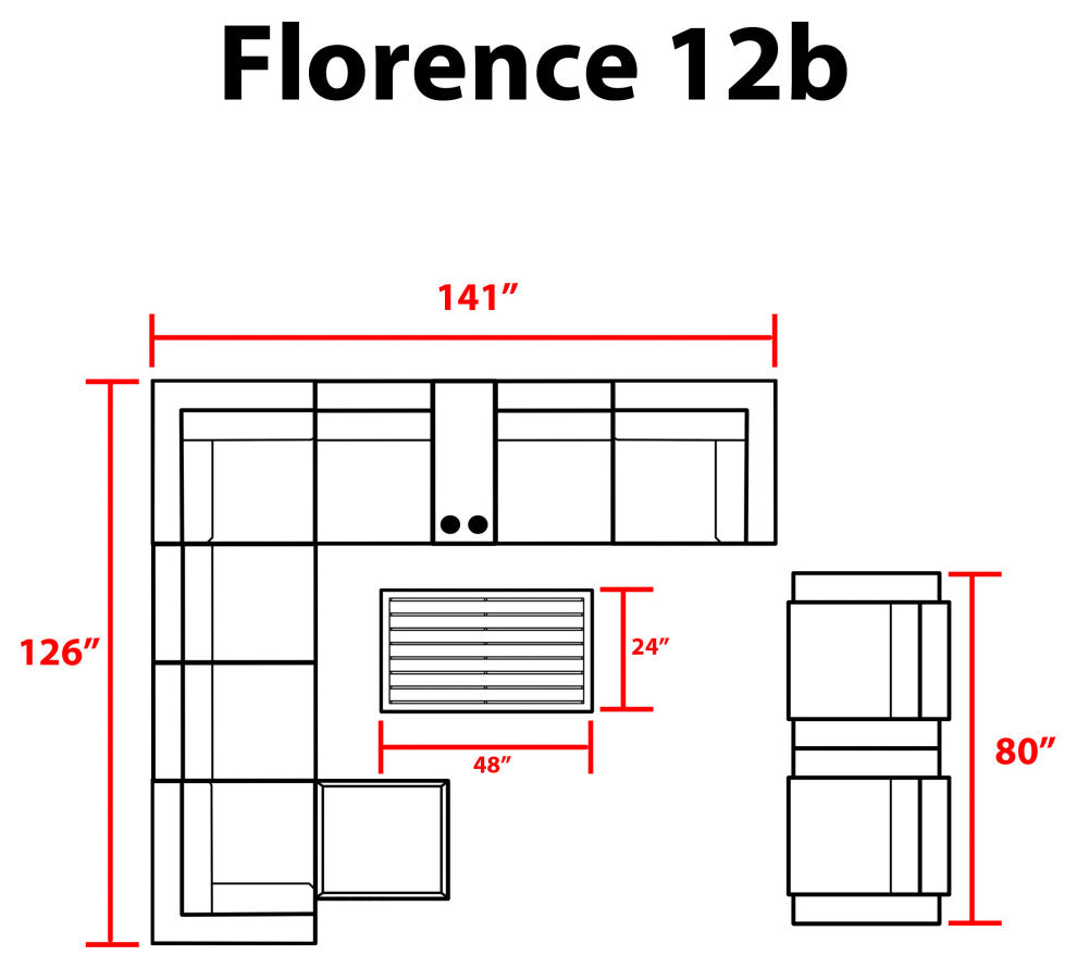 Florence 12 Piece Outdoor Wicker Patio Furniture Set 12b