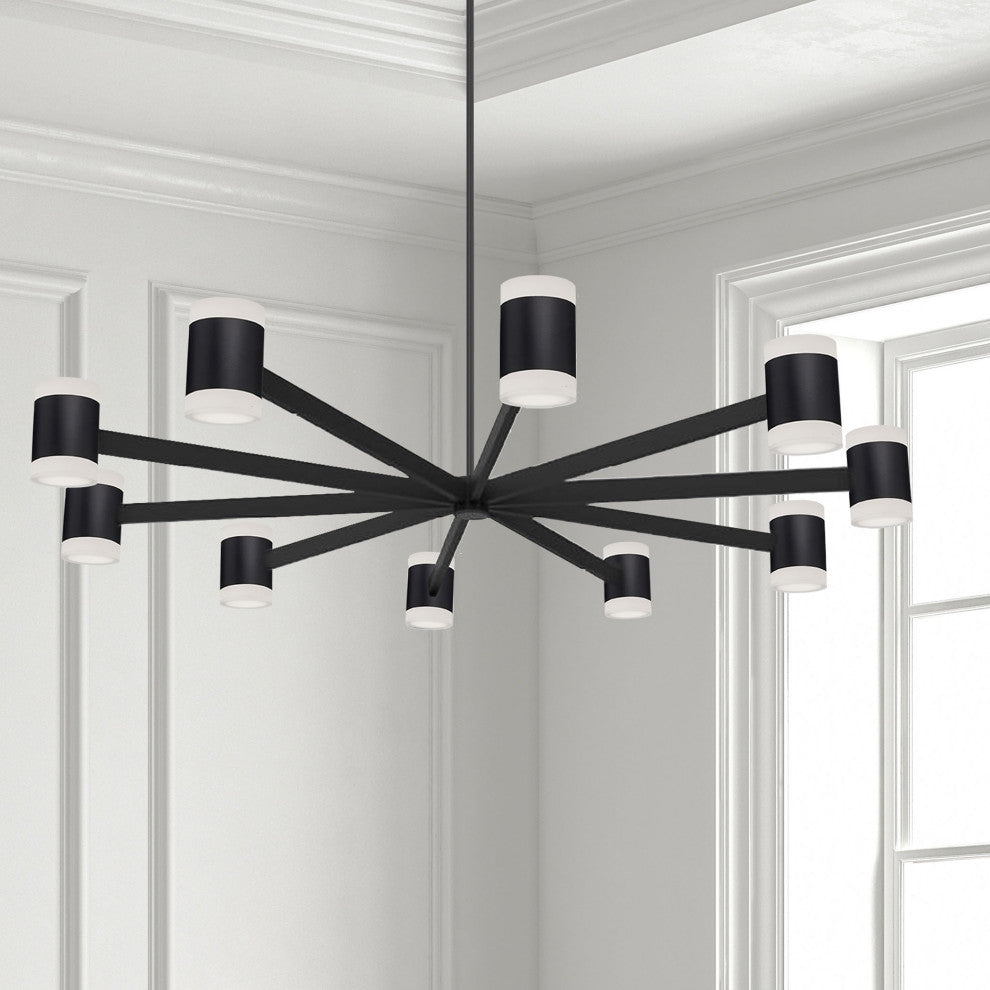 Wilson Modern 20 Light Matte Black White Metal Chandelier