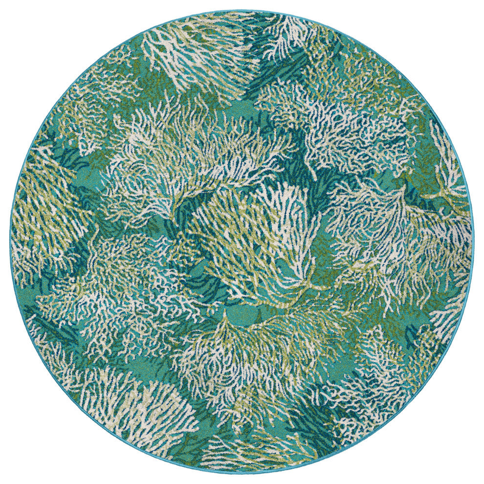 Oceanic Blooms, Aqua, 8' Round