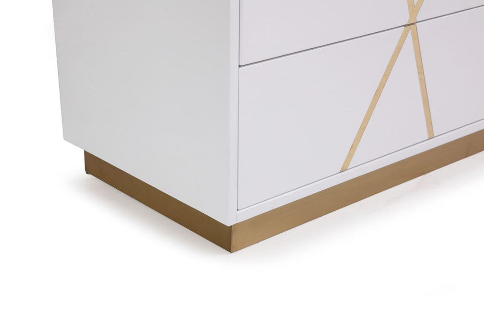Modrest Nixa Modern White + Gold Bedroom Set, California King