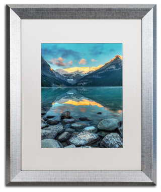 Pierre Leclerc 'Lake Louise Sunrise' Matted Art, Silver Frame, White, 20x16
